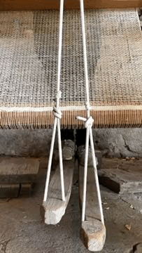 Close up of the maguey agave twine during the weaving process.