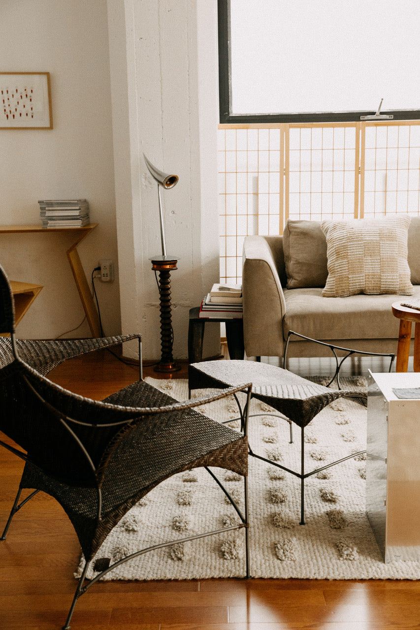 Yamakawa Rattan Lounge Chair and Footstool