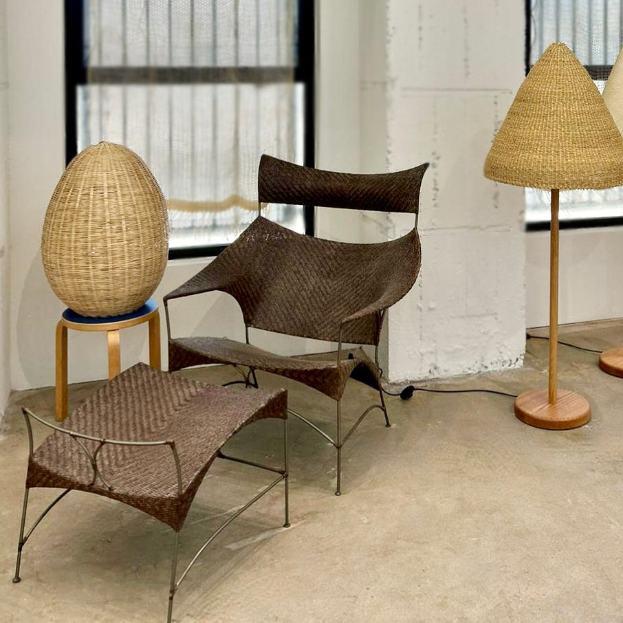 Yamakawa Rattan Lounge Chair and Footstool