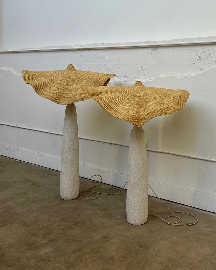 Twenty One Tonnes lighting collaboration with Mirena Kim paper pulp floor lamps