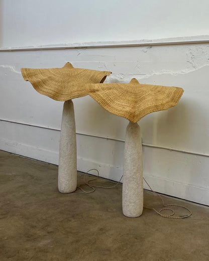 Twenty One Tonnes lighting collaboration with Mirena Kim paper pulp floor lamps