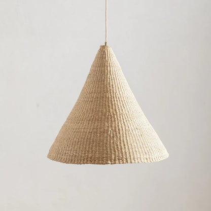 large woven cone shaped pendant light