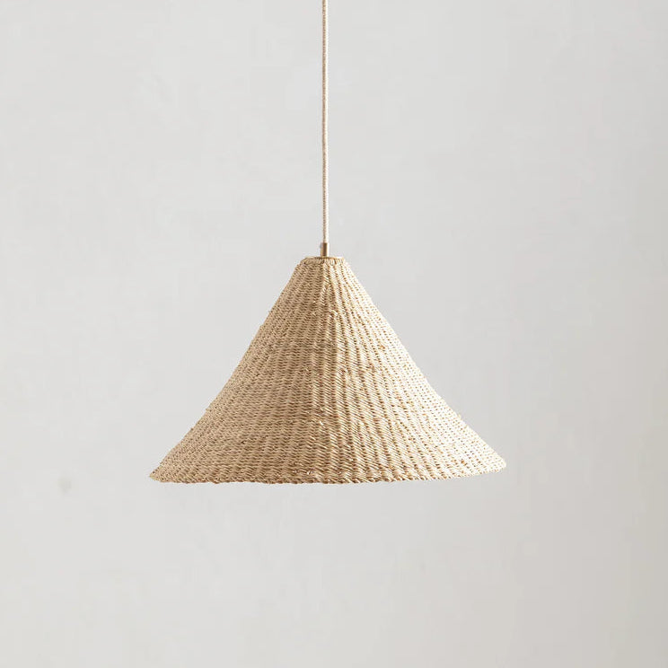 medium sized woven pendant light in a cone shape